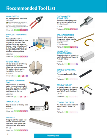 Recommended Tools for feeney cable and accessories 