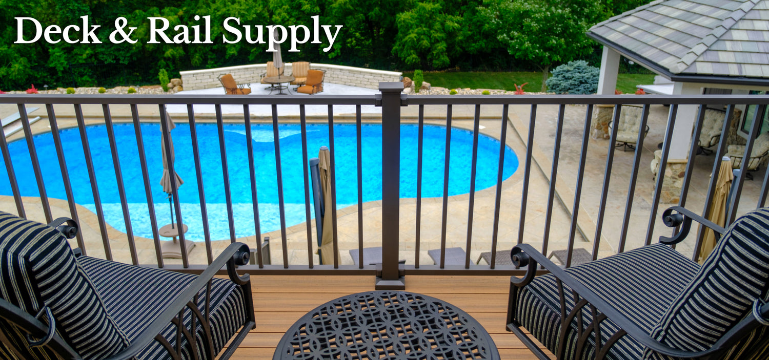 Pool View Deck Railing Gardrail can be made from All Aluminum posts and rail kits with vertical balusters! A great look, and nothing to stain!