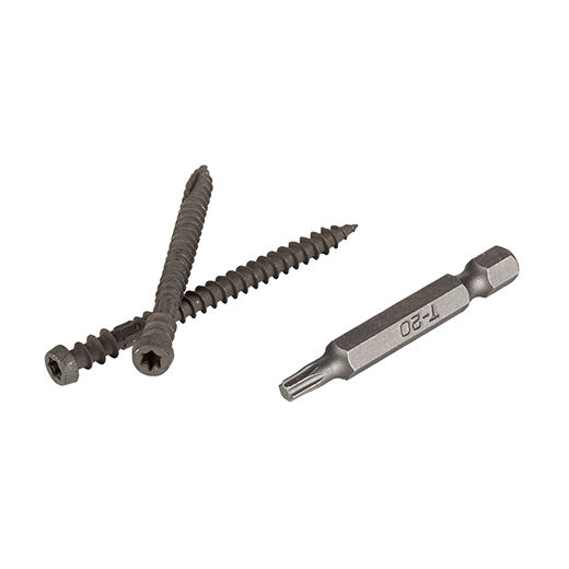 Toploc dark gray deck screw matches Silver Maple, Ashwood, Espresso